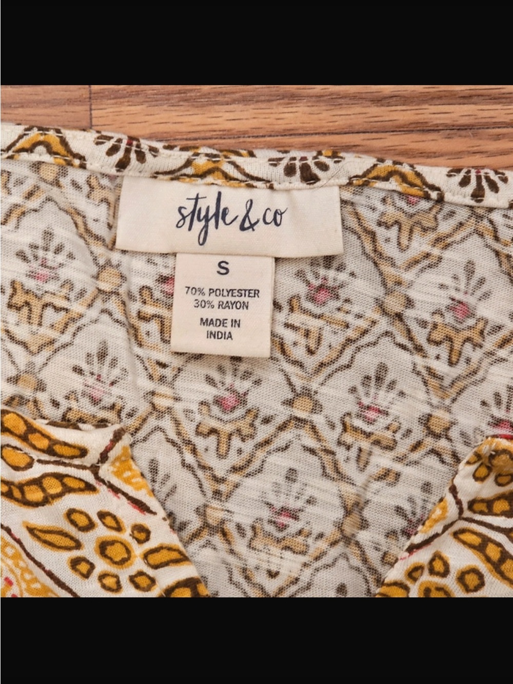 Style & Co. Tan and Pink Embroidered Boho Tunic - Picture 2 of 3